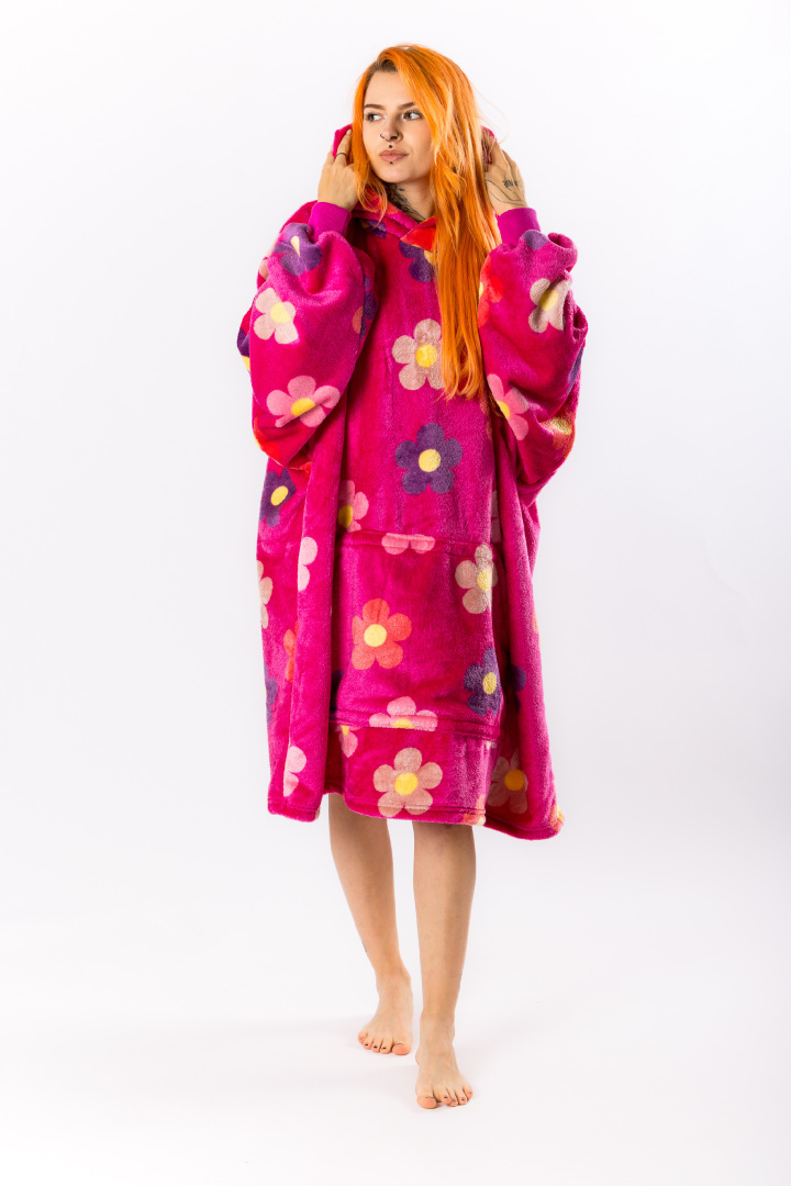 GoldBee Mikina Doba Ľadová Fluffy Flowers Pink (Barva Flowers Pink, Velikost XL-4XL)