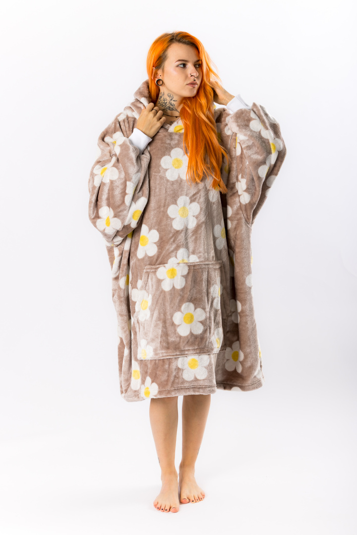 GoldBee Mikina Doba Ľadová Fluffy Flowers Sand (Barva Flowers Sand, Velikost XL-4XL)