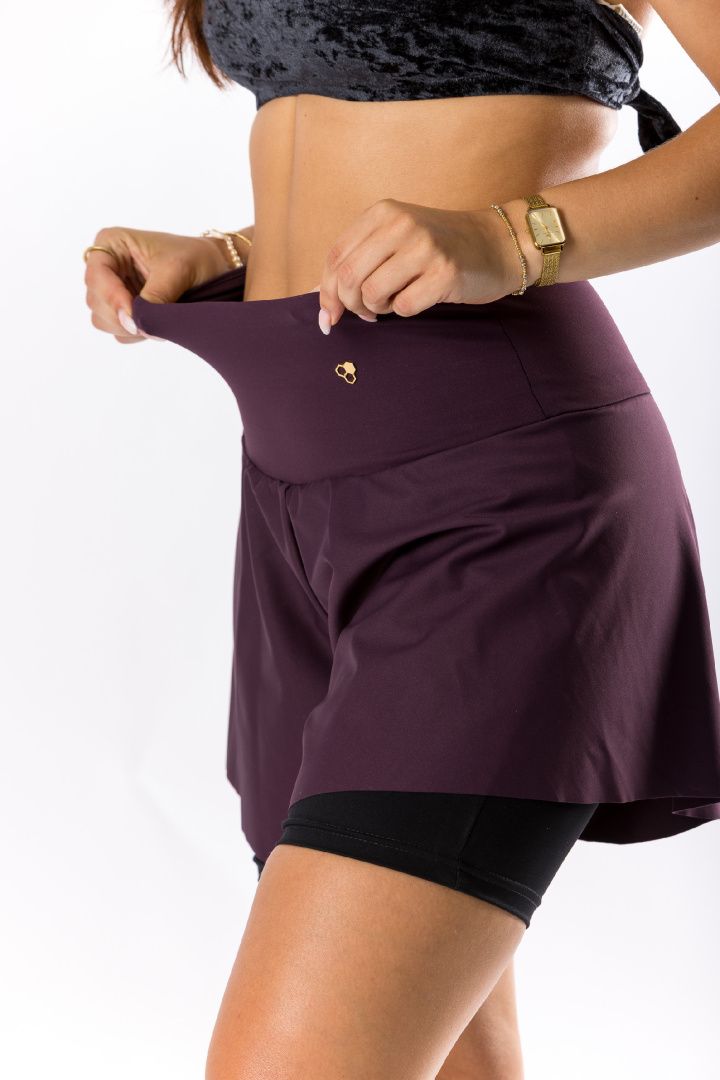 GoldBee Double Šortky S Elastickým Pásom Purple (Barva Purple, Velikost L)