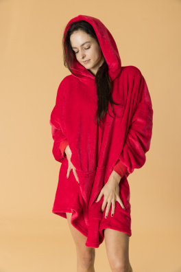 GoldBee Mikina Doba Ľadová Fluffy Red (Barva Red, Velikost XL-4XL)