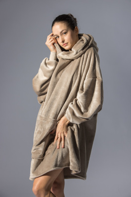 GoldBee Mikina Doba Ľadová Fluffy Taupe (Barva Taupe, Velikost XL-4XL)