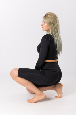 GoldBee Dlhé Kraťasky Sťahujúce Celé Brucho Black (Barva Black, Velikost L)