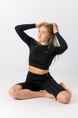 GoldBee Dlhé Kraťasky Sťahujúce Celé Brucho Black (Barva Black, Velikost L)