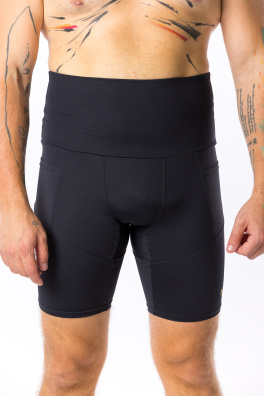 GoldBee Pánske Kraťasy Sťahujúce Pas Black (Barva Black, Velikost L)