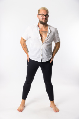 GoldBee Pánske Legíny Sťahujúce Pas Black (Barva Black, Velikost L)