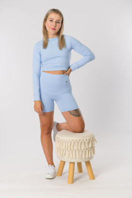 GoldBee Krátke Kraťasky Sťahujúce Celé Brucho Baby Blue (Barva Baby Blue, Velikost L)