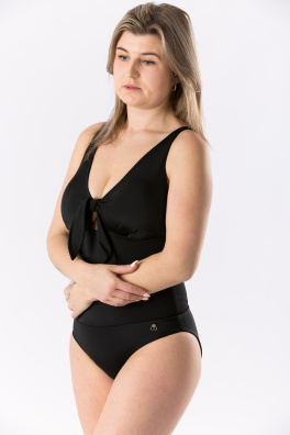 GoldBee Jednodielne Plavky Viazacie Pre Veľké Prsia Black (Barva Black, Velikost 3XL)