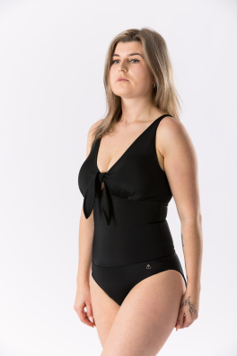 GoldBee Jednodielne Plavky Viazacie Pre Veľké Prsia Black (Barva Black, Velikost 3XL)