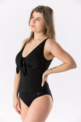 GoldBee Jednodielne Plavky Viazacie Pre Veľké Prsia Black (Barva Black, Velikost 3XL)