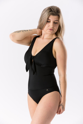 GoldBee Jednodielne Plavky Viazacie Pre Veľké Prsia Black (Barva Black, Velikost 3XL)