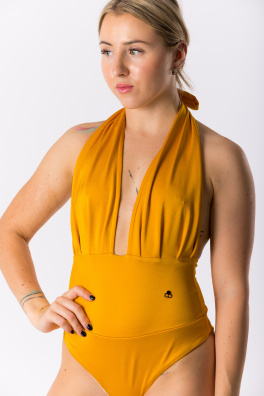 GoldBee Jednodielne Sťahovacie Plavky Brazílky Corn (Barva Corn, Velikost 4XL)