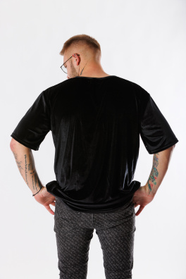 GoldBee Pánske Semišové Tričko Black (Barva Black, Velikost L)