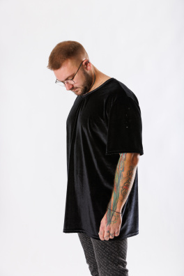 GoldBee Pánske Semišové Tričko Black (Barva Black, Velikost L)