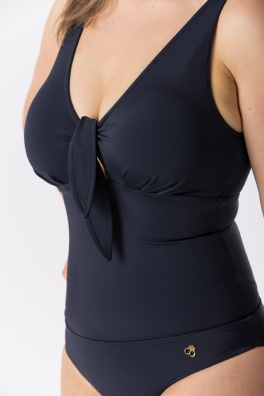 GoldBee Jednodielne Plavky Viazacie Pre Veľké Prsia Navy (Barva Navy, Velikost 3XL)