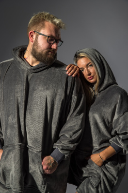 GoldBee Mikina Doba Ľadová Fluffy Grey (Barva Grey, Velikost XL-4XL)