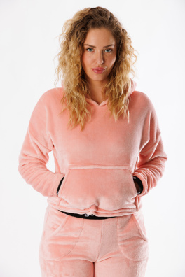 GoldBee Mikina Fluffy Salmon (Barva Salmon, Velikost L)