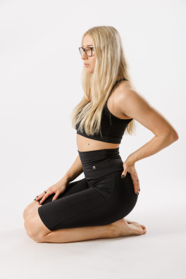 GoldBee Kraťasy Sťahujúce Pas Dlhé Black (Barva Black, Velikost S)