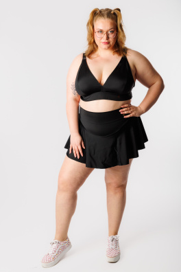 GoldBee Plavky Sťahovacia Sukňa Brazílky Black (Barva Black, Velikost 3XL)