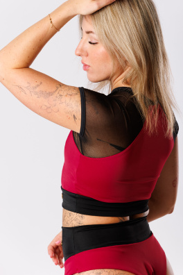 GoldBee Crop-Top Sport Bordo (Barva Bordo, Velikost L)