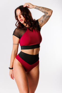 GoldBee Crop-Top Sport Bordo (Barva Bordo, Velikost L)