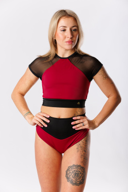 GoldBee Crop-Top Sport Bordo (Barva Bordo, Velikost L)