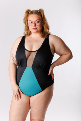 GoldBee Jednodielne Plavky Siluet Brazílky Aquamarine (Barva Aquamarine, Velikost 3XL)