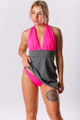 GoldBee Plavkové Šaty Pink and Grey (Barva Pink And Grey, Velikost 3XL)