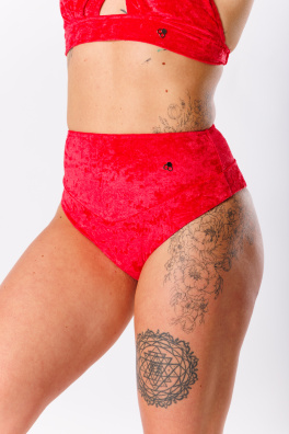 GoldBee Zamatové Plavky Brazílky S vysokým pasem Red (Barva Red, Velikost 3XL)