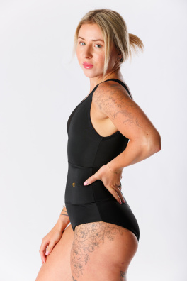 GoldBee Jednodielne Sťahovacie Plavky Mesh Kalhotky Black (Barva Black, Velikost 3XL)