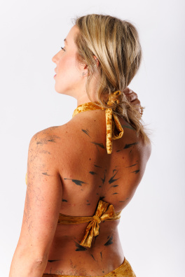 GoldBee Zamatové Plavky Cross Vrchný Diel Gold (Barva Gold, Velikost L)