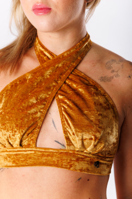 GoldBee Zamatové Plavky Cross Vrchný Diel Gold (Barva Gold, Velikost L)