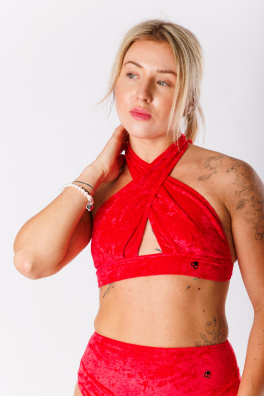 GoldBee Zamatové Plavky Cross Vrchný Diel Red (Barva Red, Velikost L)