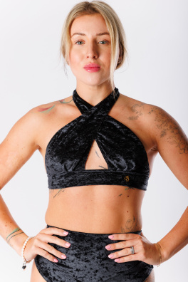 GoldBee Zamatové Plavky Cross Vrchný Diel Black (Barva Black, Velikost L)