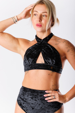 GoldBee Zamatové Plavky Cross Vrchný Diel Black (Barva Black, Velikost L)