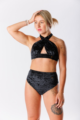 GoldBee Zamatové Plavky Cross Vrchný Diel Black (Barva Black, Velikost L)