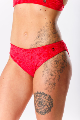 GoldBee Zamatové Plavky Nohavičky Red (Barva Red, Velikost S)