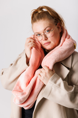 GoldBee Kruhový Šál Fluffy Salmon (Barva Salmon, Velikost M)