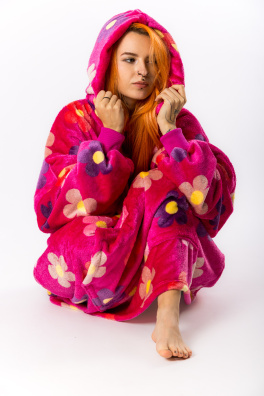 GoldBee Mikina Doba Ľadová Fluffy Flowers Pink (Barva Flowers Pink, Velikost XL-4XL)