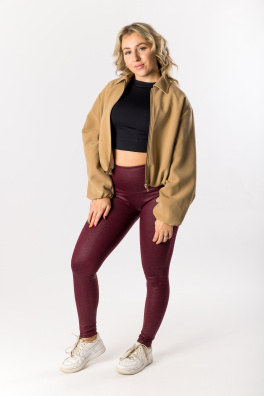 GoldBee Legíny Push-Up Pro Koženkové Bordo (Barva Bordo, Velikost 3XL)