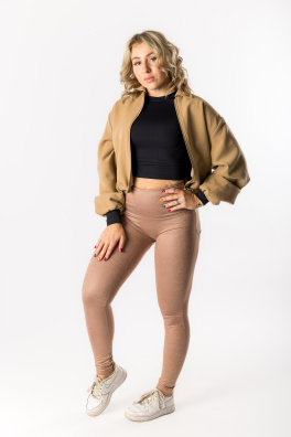 GoldBee Legíny Push-Up Pro Koženkové Nude (Barva Nude, Velikost 3XL)