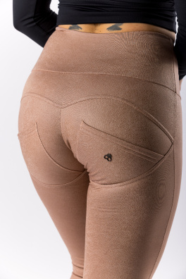 GoldBee Legíny Push-Up Pro Koženkové Nude (Barva Nude, Velikost 3XL)