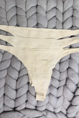 GoldBee Neviditeľné Tangá Nude 3 Pack (Barva Nude, Velikost S)