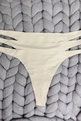 GoldBee Neviditeľné Tangá Nude 3 Pack (Barva Nude, Velikost S)