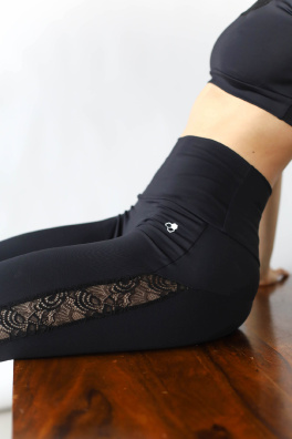 GoldBee Legíny Krajka Line Lycra Black (Barva Black, Velikost XS)