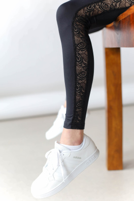 GoldBee Legíny Krajka Line Lycra Black (Barva Black, Velikost XS)