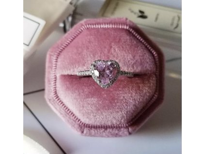 Stříbrný 925 prsten - Pink Love