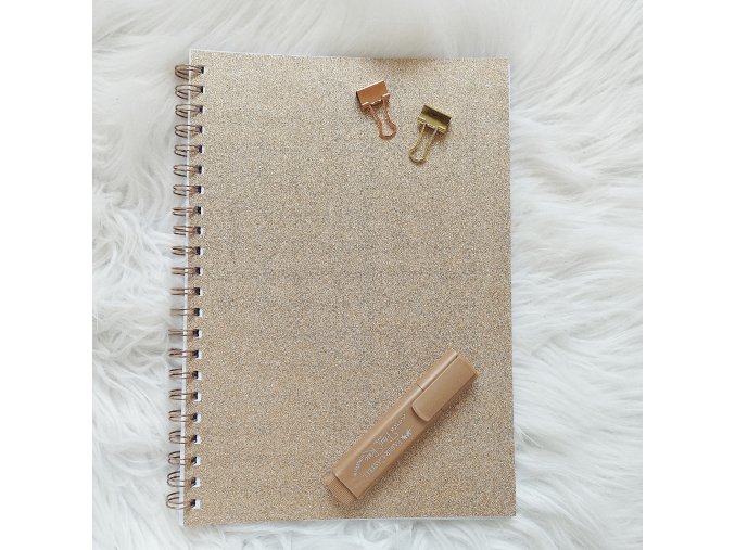 Zápisník A4 Glitter Gold- linkovaný