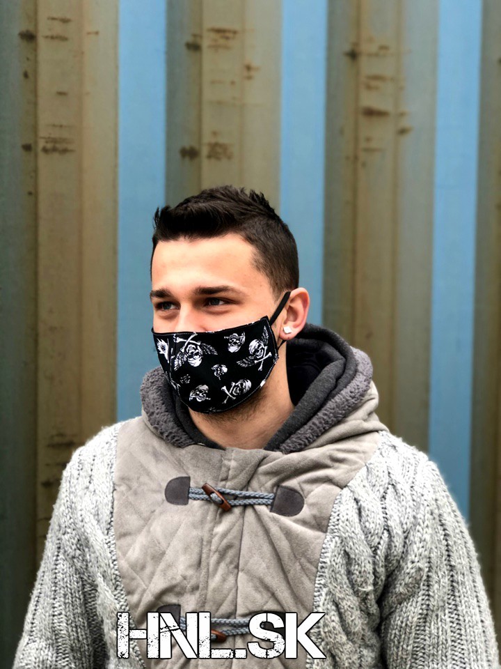 H&L Ochranné rúško z dvoch vrstiev 100% bavlny - Pirát čierny