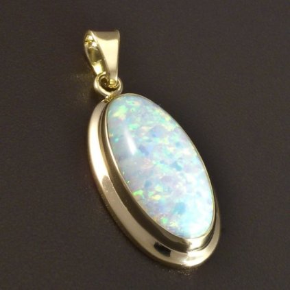 Zlatý přívěsek bílý oválný opál 5816 č. 1