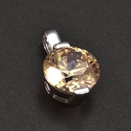 Přívěsek z bílého zlata champagne zirkon 6370 č. 1